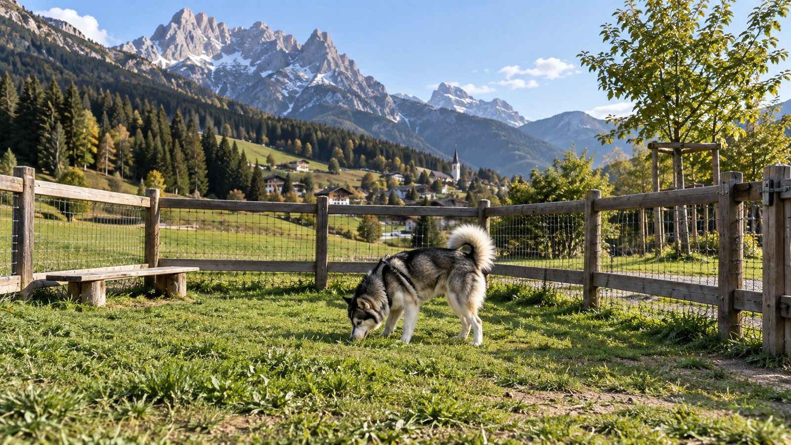 Area cani in un paese di montagna